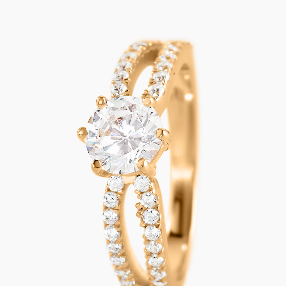 Bague Solitaire Plaqu&eacute; Or Jaune Melaina Oxyde De Zirconium - Bijoux fantaisie Femme | Marc Orian