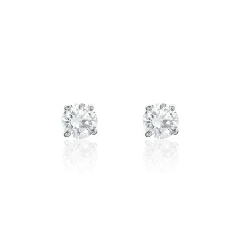 Boucles D'oreilles Puces Or Blanc Katherina Oxyde De Zirconium - Puces Femme | Marc Orian