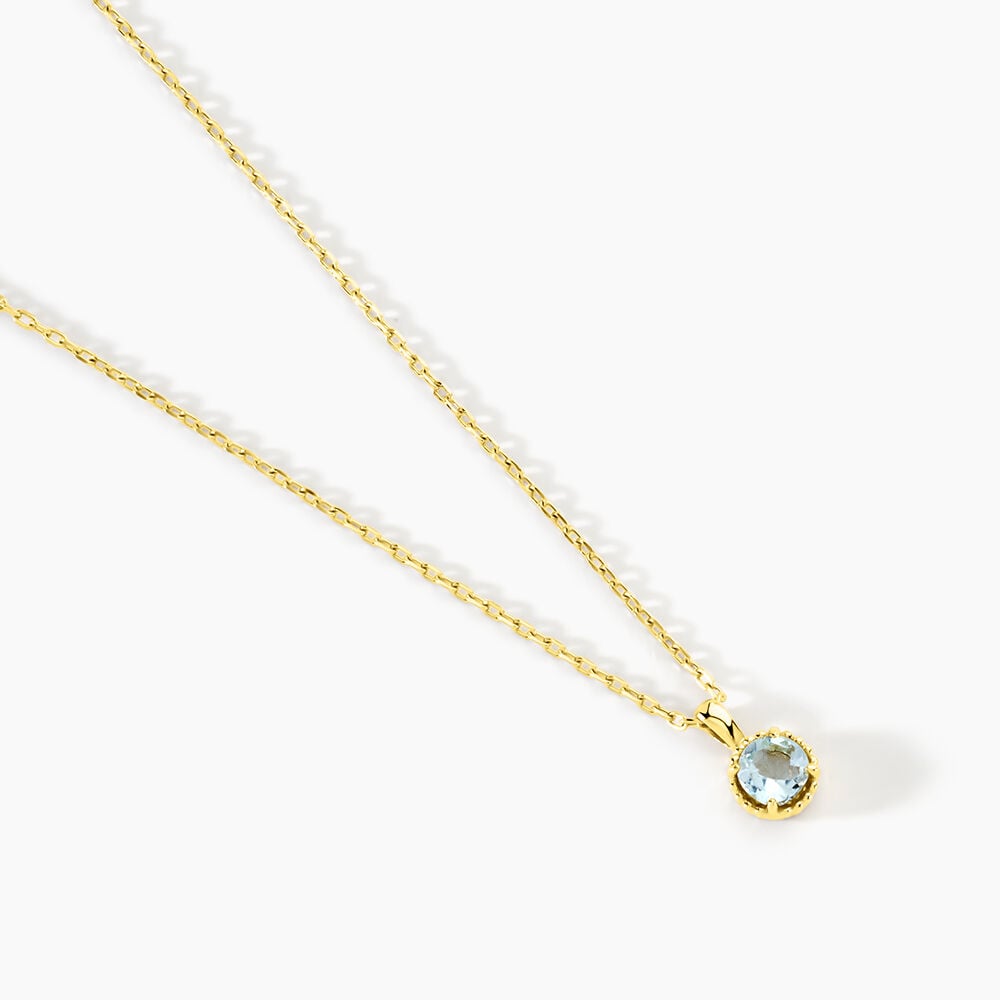 Collier Argent Jaune 925/1000 Cercle Topaze Bleu Sky Maille Forcat 42+3Cm - Colliers avec pierres Femme | Marc Orian