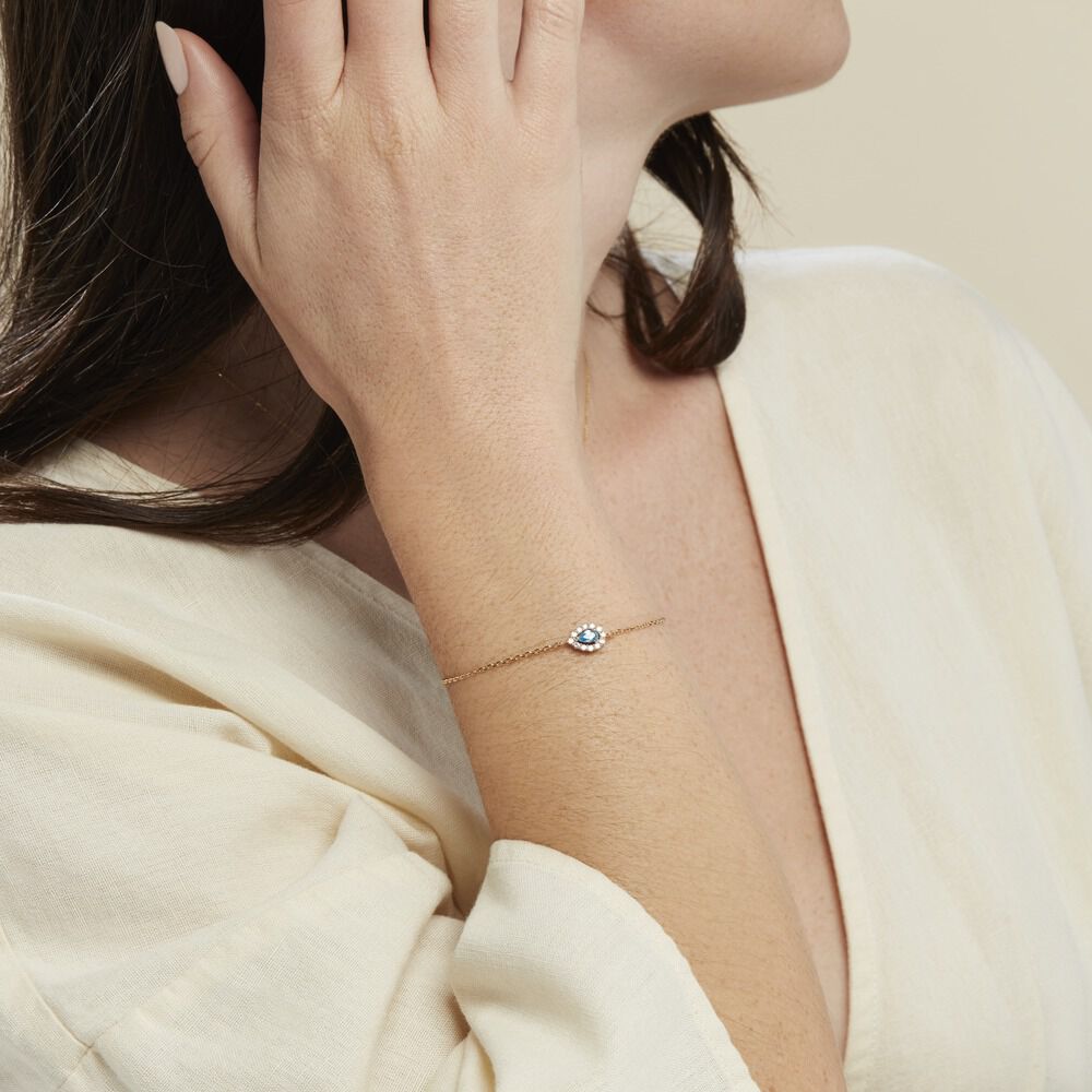 Bracelet Zihna Plaqué Or Jaune Pierre De Synthèse Oxyde - Bracelets chaînes Femme | Marc Orian