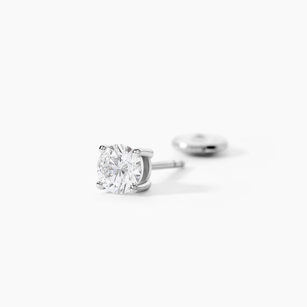 Boucles D'oreilles Puces 4 Griffes Or Blanc Diamant Synthetique - Puces Femme | Marc Orian