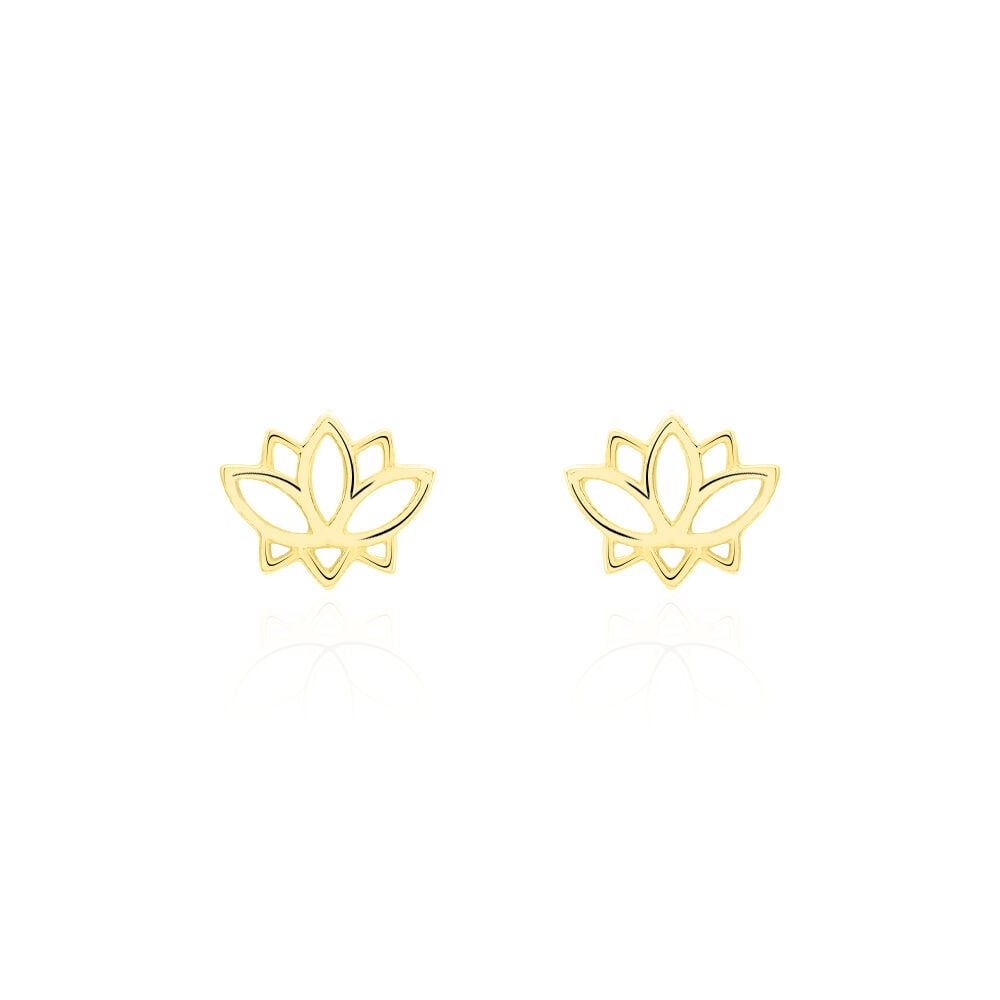 Boucles D'oreilles Puces Franny Fleur De Lotus Or Jaune - Puces Femme | Marc Orian