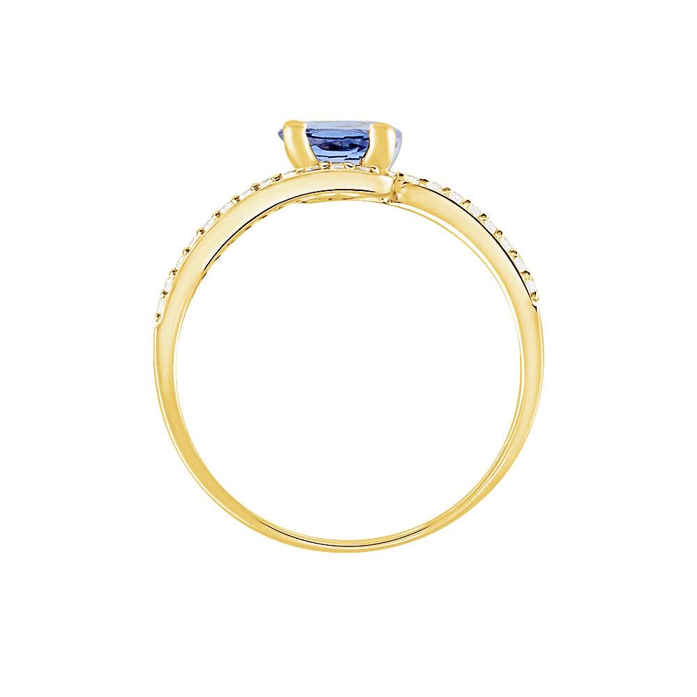 Bague Loriane Or Jaune Iolite Et Oxyde De Zirconium - Bagues pierres fines Femme | Marc Orian