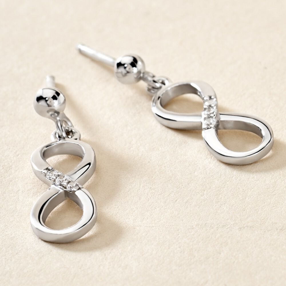 Boucles D'oreilles Pendantes Nohemi Argent Blanc Oxyde De Zirconium - Pendantes Femme | Marc Orian