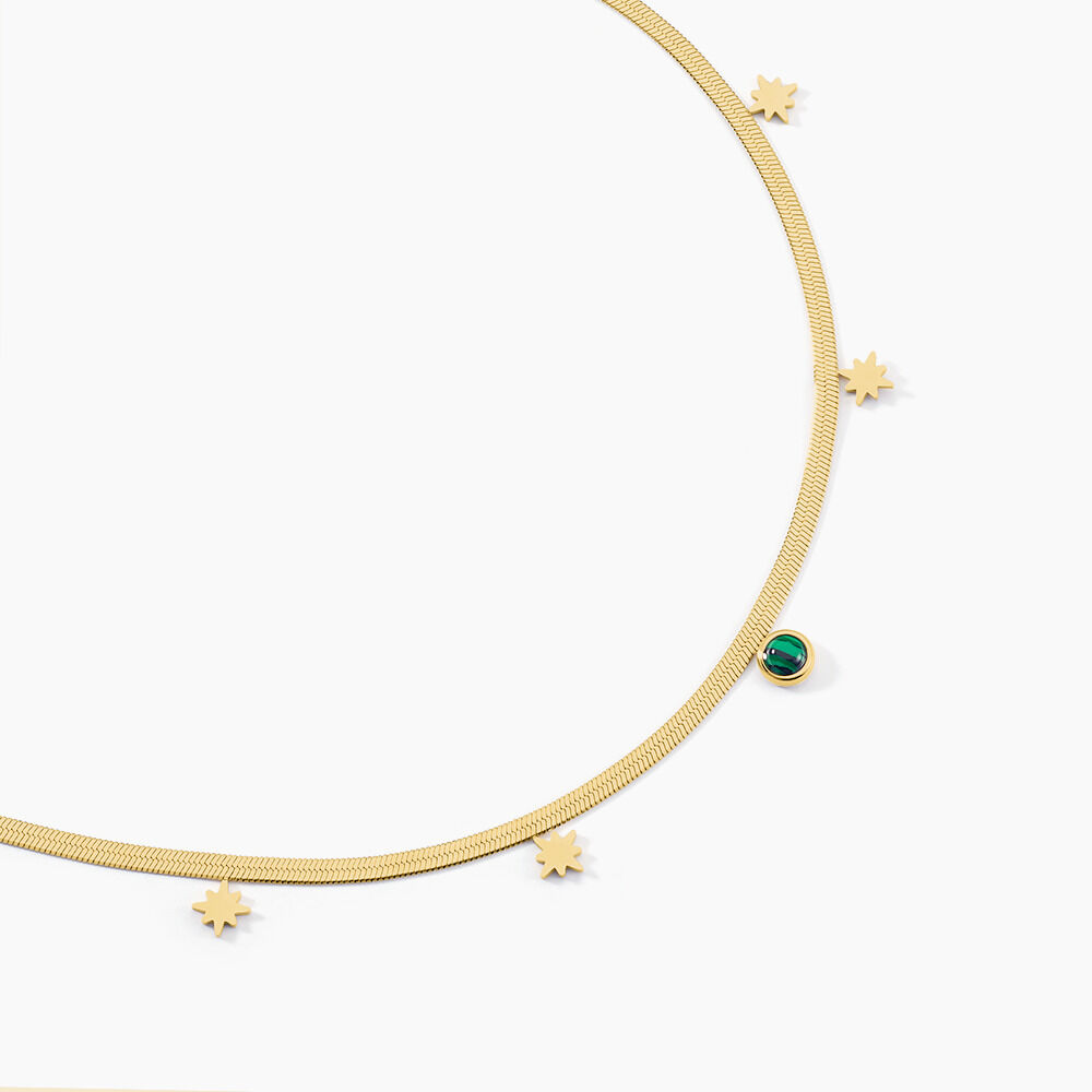 Collier Acier Doré Malachite - Colliers avec pierres Femme | Marc Orian