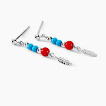 Boucles D'oreilles Pendantes Behati Argent Blanc Corail Turquoise - Pendantes Femme | Marc Orian