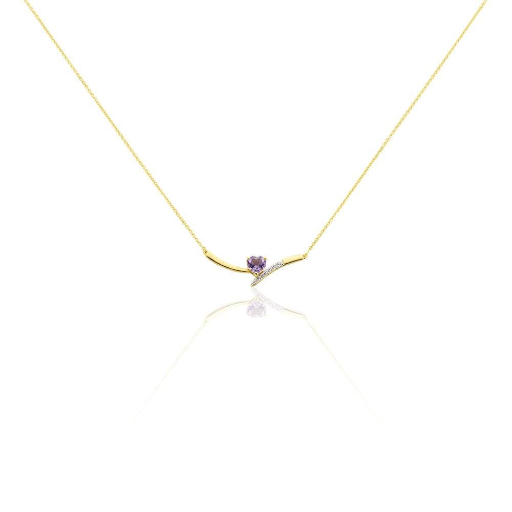 Collier Eva Or Jaune Amethyste Et Oxyde De Zirconium - Colliers avec pierres Femme | Marc Orian