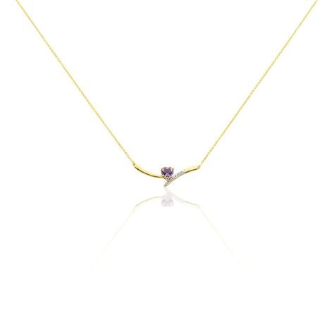 Collier Eva Or Jaune Amethyste Et Oxyde De Zirconium - Colliers avec pierres Femme | Marc Orian