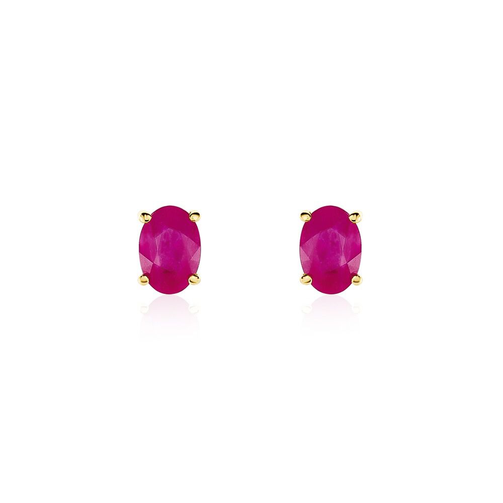 Boucles D'oreilles Puces Ovale Or Jaune Rubis - Puces Femme | Marc Orian