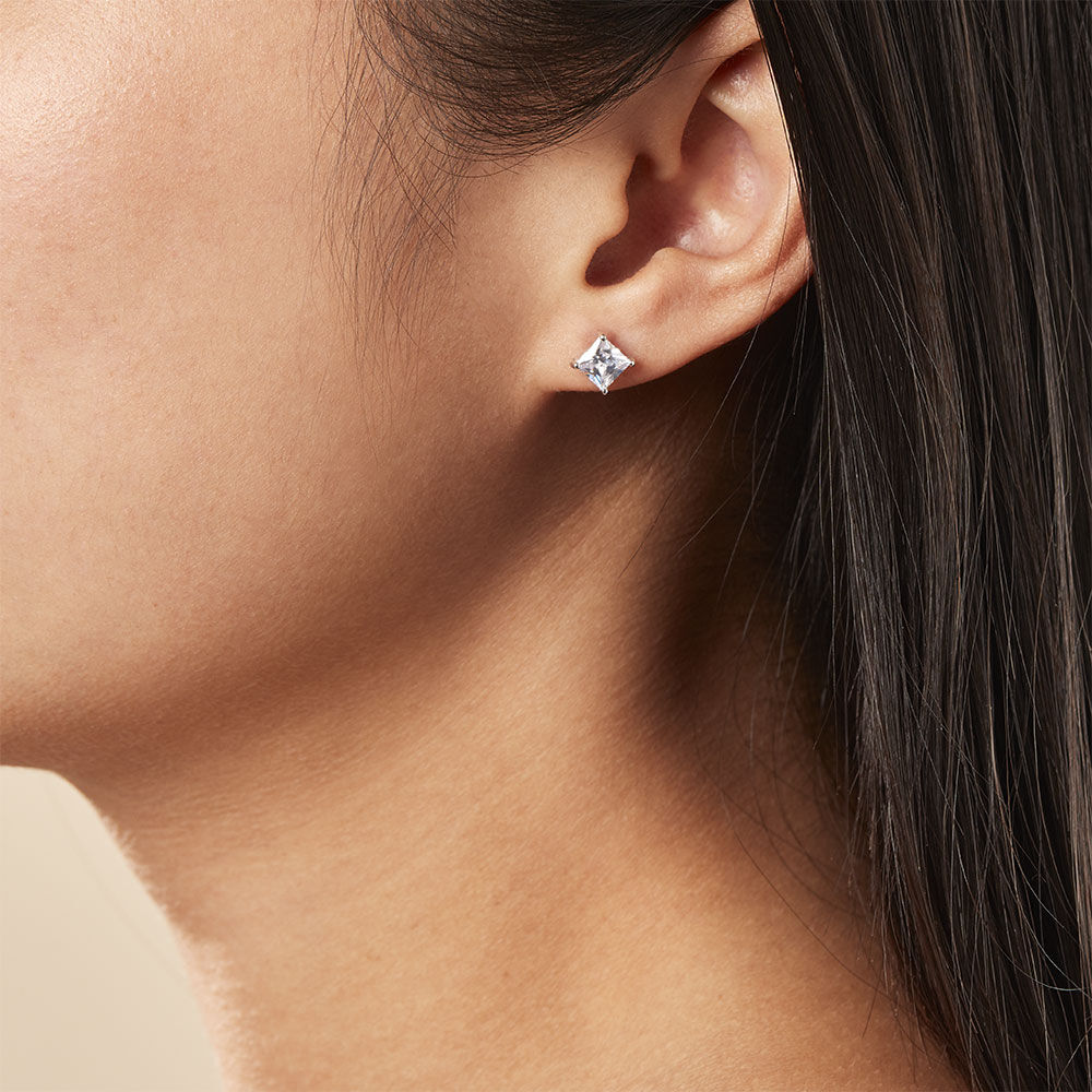 Boucles D'oreilles Puces Argent Blanc Alys Oxyde De Zirconium - Puces Femme | Marc Orian