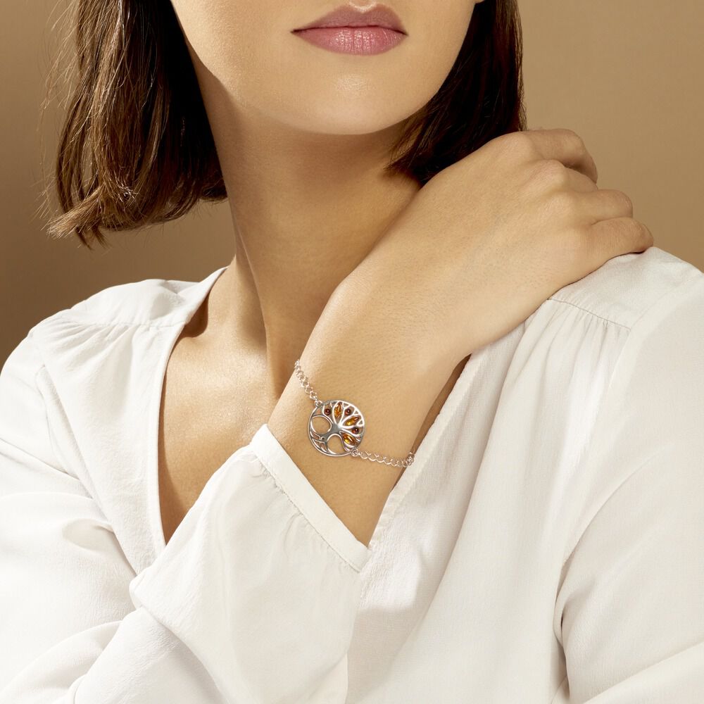 Bracelet Argent Blanc Odaya Ambre - Bracelets chaînes Femme | Marc Orian