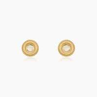 Boucles D'oreilles Puces Aghavni Plaque Or Jaune Agate
