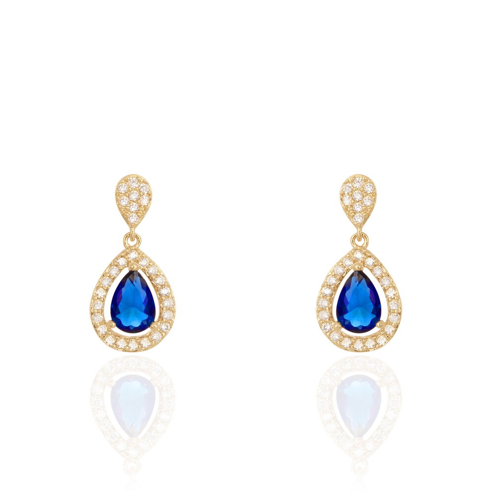 Boucles D'oreilles Pendantes Brigita Plaqué Or Pierre De Synthese - Pendantes Femme | Marc Orian