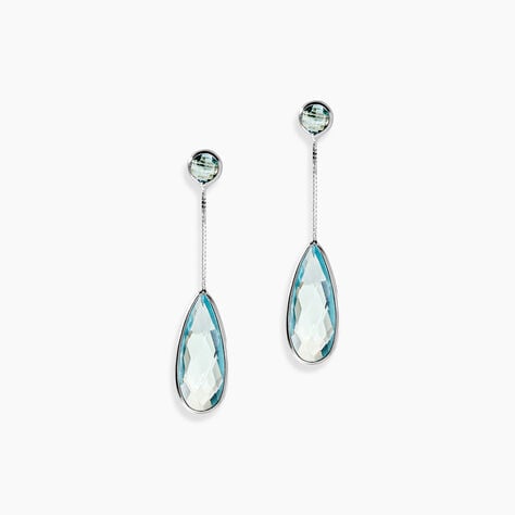 Boucles D'oreilles Pendantes Sela Or Blanc Topaze Et Sans - Pendantes Femme | Marc Orian