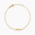 Bracelet Cobeia Croix Maille For&ccedil;at Or Jaune Oxyde De Zirconium - Bracelets cha&icirc;nes Femme | Marc Orian