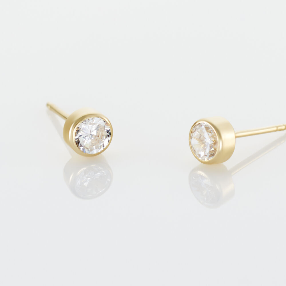 Boucles D'oreilles Puces Elda Serti Clos Or Jaune Oxyde De Zirconium - Puces Femme | Marc Orian
