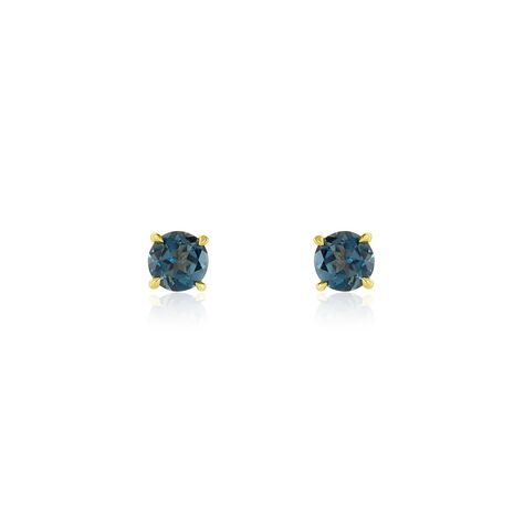 Boucles D'oreilles Puces Elea Or Jaune Topaze Bleu London - Puces Femme | Marc Orian