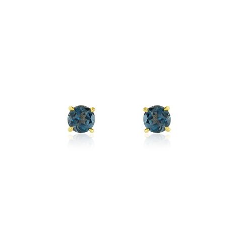 Boucles D'oreilles Puces Elea Or Jaune Topaze Bleu London - Clous d'oreilles Femme | Marc Orian