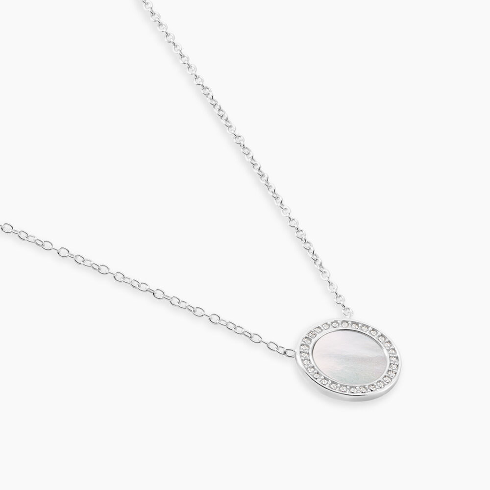 Collier Nawala Argent Blanc Oxyde De Zirconium Et Nacre - Colliers avec pierres Femme | Marc Orian