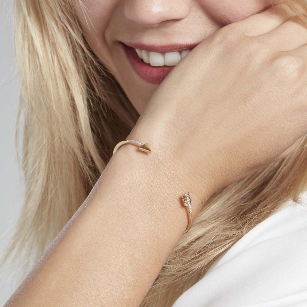 Bracelet Jonc Lidye Plaque Or Jaune Oxyde De Zirconium - Bracelets joncs Femme | Marc Orian