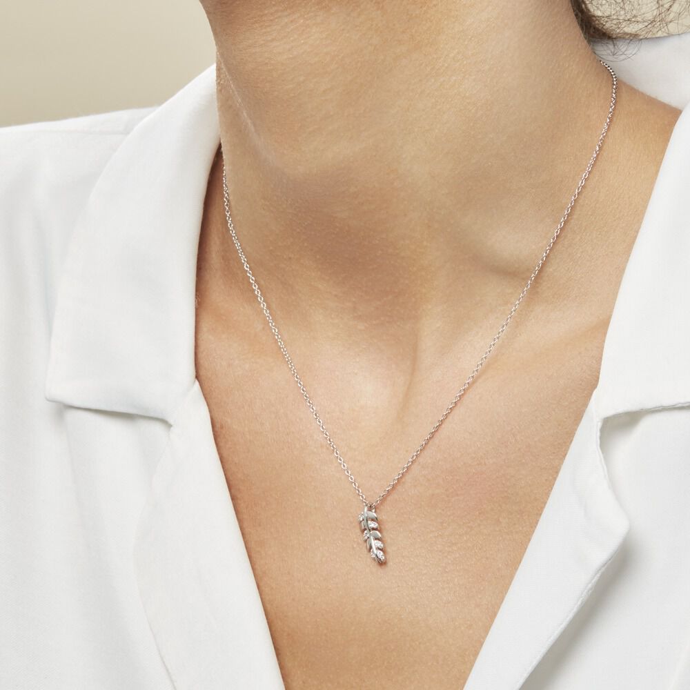 Collier Argent Jade Feuille Oxyde -  Femme | Marc Orian