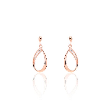 Boucles D'oreilles Pendantes Maritie Argent Rose Oxyde De Zirconium - Pendantes Femme | Marc Orian