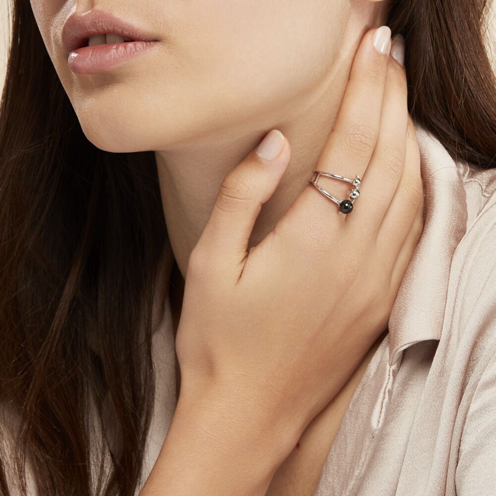 Bague Cleya Argent Blanc Céramique - Bagues avec pierre Femme | Marc Orian