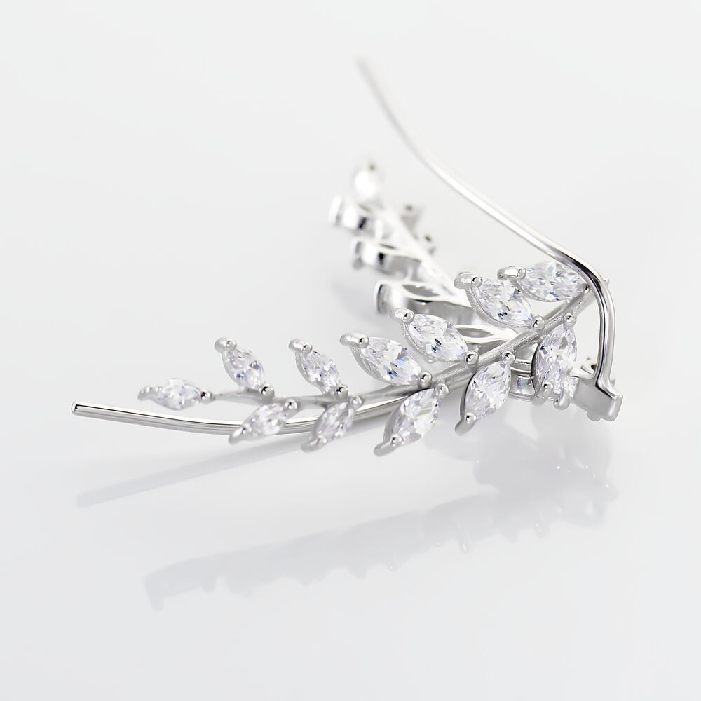 Boucles D'oreilles Grimpantes Sakira Argent Blanc Oxyde De Zirconium -  Femme | Marc Orian