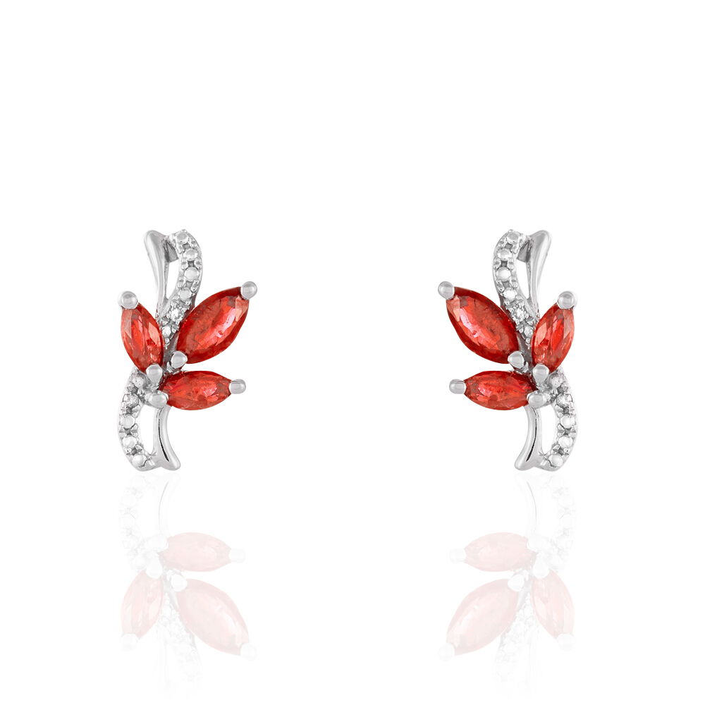 Boucles D'oreilles Puces Angie Or Blanc Diamant Et Rubis - Puces Femme | Marc Orian