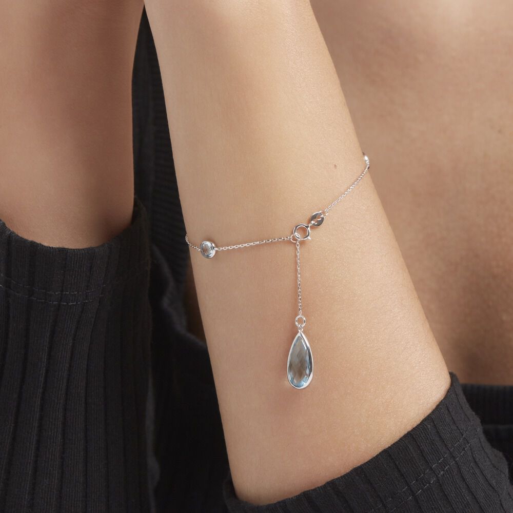Bracelet Dennis Or Blanc Topaze - Bracelets chaînes Femme | Marc Orian