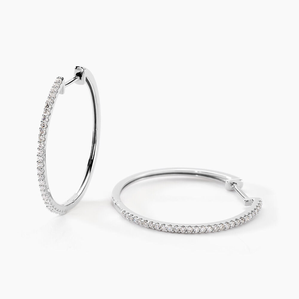 Créoles Aryanna Rondes Or Blanc Diamant -  Femme | Marc Orian