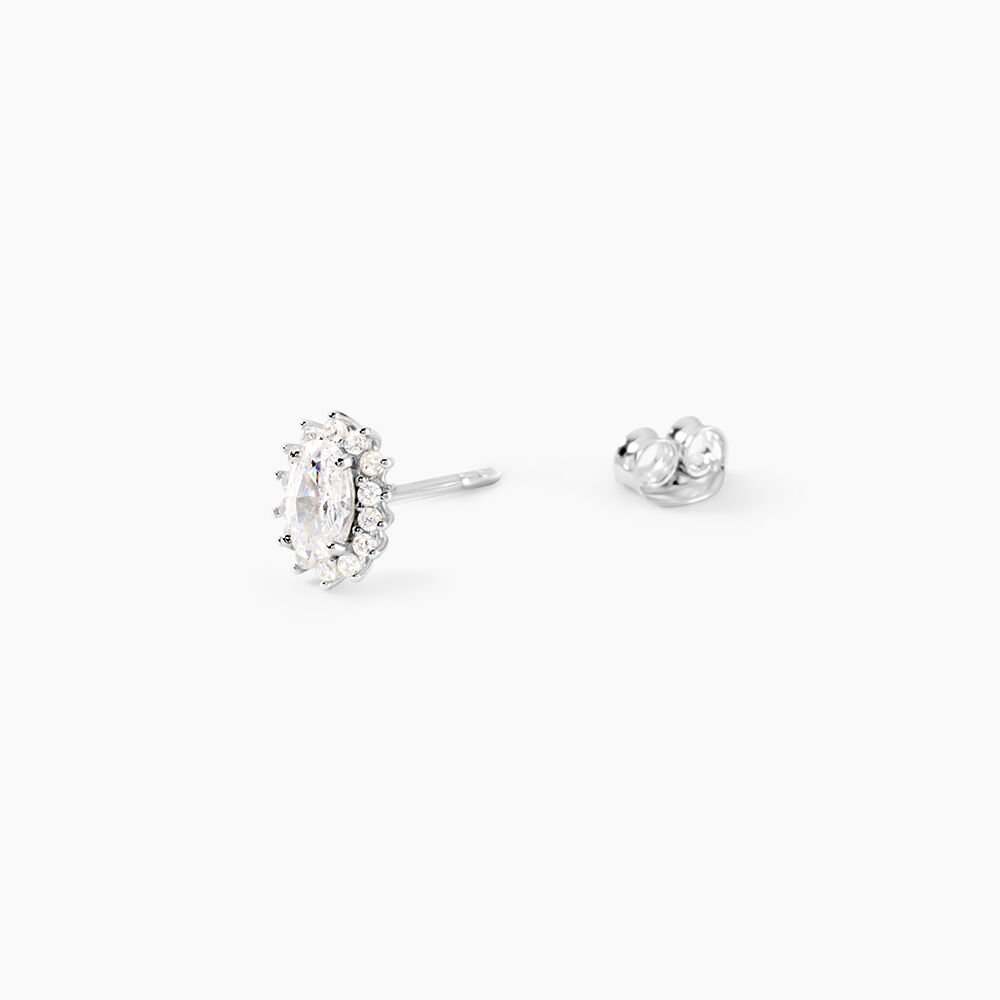 Boucles D'Oreilles Puces Liz Argent Blanc Oxyde De Zirconium - Puces Femme | Marc Orian
