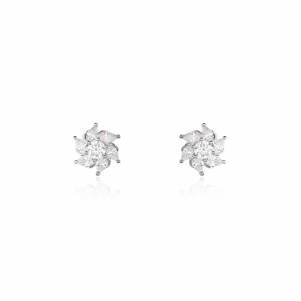 Boucles D'oreilles Puces Ulyssia Argent Blanc Oxyde De Zirconium - Puces Femme | Marc Orian