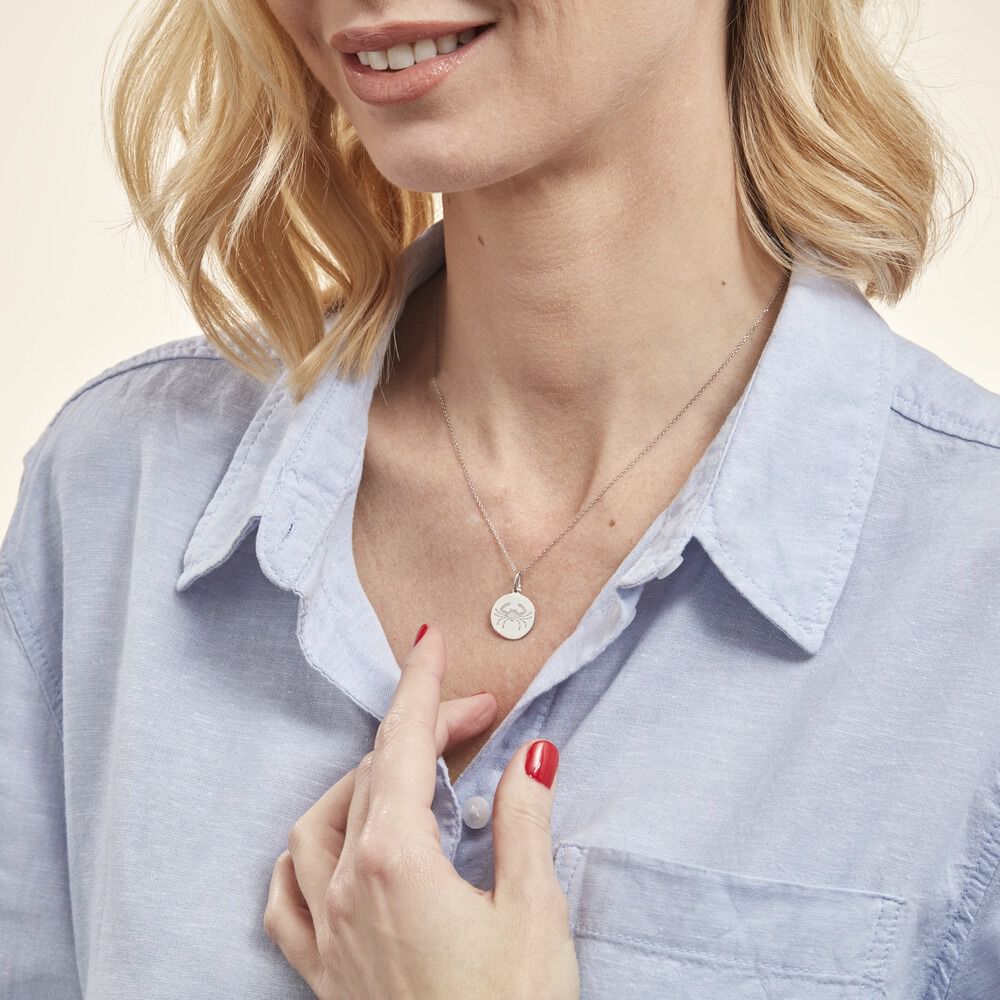Pendentif Zodiaque Rond Argent Blanc - Bijoux personnalisés Famille | Marc Orian