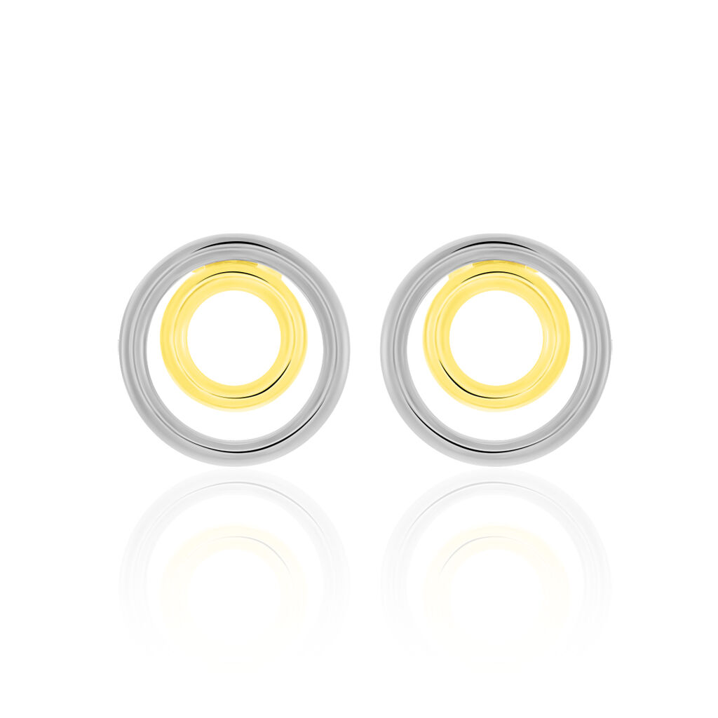 Boucles D'oreilles Pendantes Berangere Double Cercles Or Bicolore - Pendantes Femme | Marc Orian