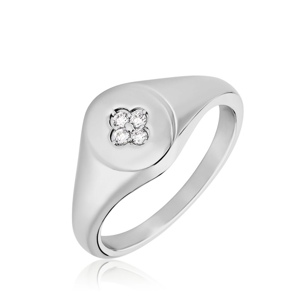 Chevalière Audie Argent Blanc Oxyde De Zirconium - Chevalières Femme | Marc Orian