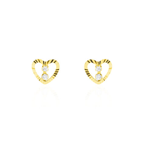 Boucles D'oreilles Puces Daria Cœur 6 Or Jaune Oxyde - Puces Femme | Marc Orian