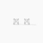Boucles D'oreilles Puces Carre Argent Blanc Oxyde De Zirconium - Puces Femme | Marc Orian