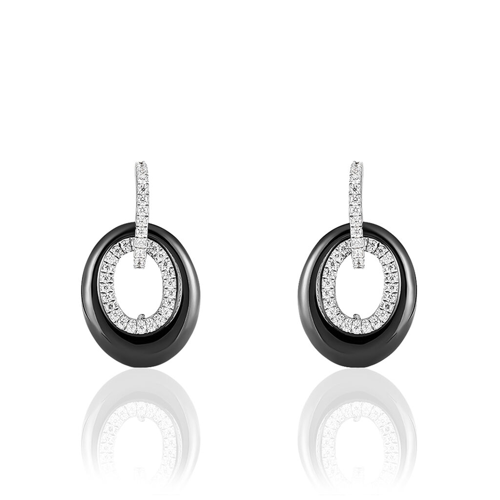 Boucles D'oreilles Pendantes Suhayla Argent C&eacute;ramique Et Oxyde - Pendantes Femme | Marc Orian