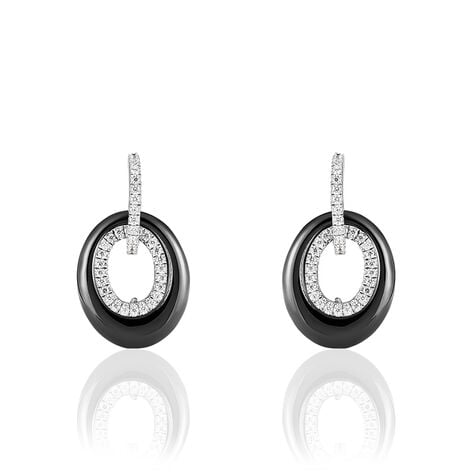 Boucles D'oreilles Pendantes Suhayla Argent C&eacute;ramique Et Oxyde - Pendantes Femme | Marc Orian