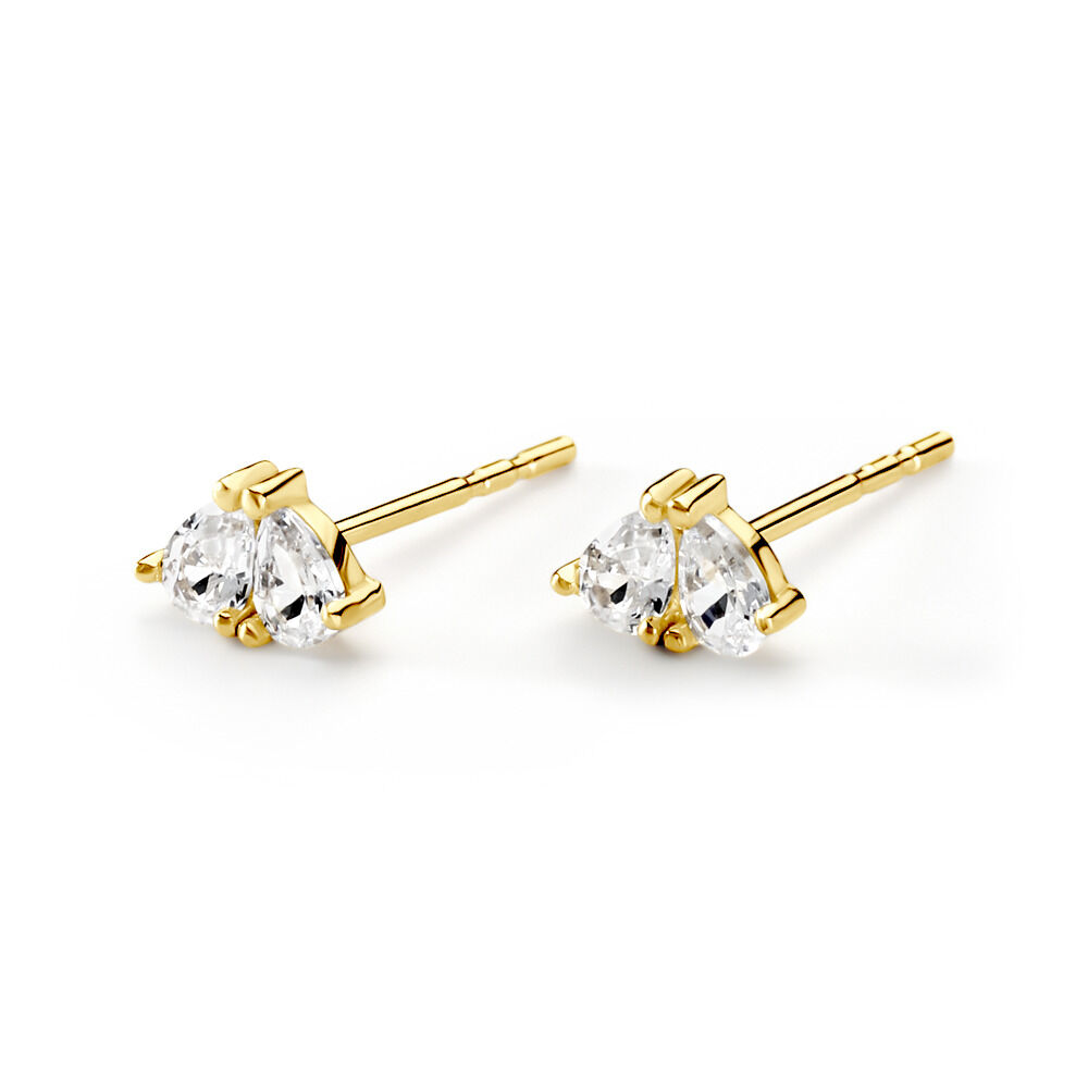 Boucles D'oreilles Puces Amandia Or Jaune Oxyde De Zirconium - Puces Femme | Marc Orian