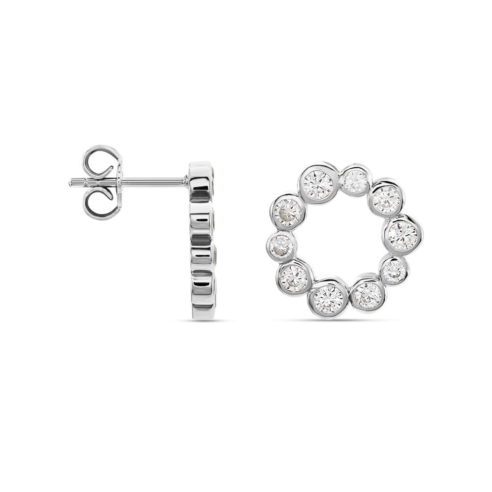 Boucles D'oreilles Puces Ryo Argent Blanc Oxyde De Zirconium - Puces Femme | Marc Orian