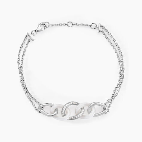 Bracelet Link Argent Blanc Céramique Et Oxyde De Zirconium - Bracelets chaînes Femme | Marc Orian