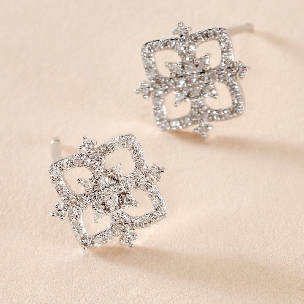 Boucles D'oreilles Puces Vasya Or Blanc Diamant - Clous d'oreilles Femme | Marc Orian