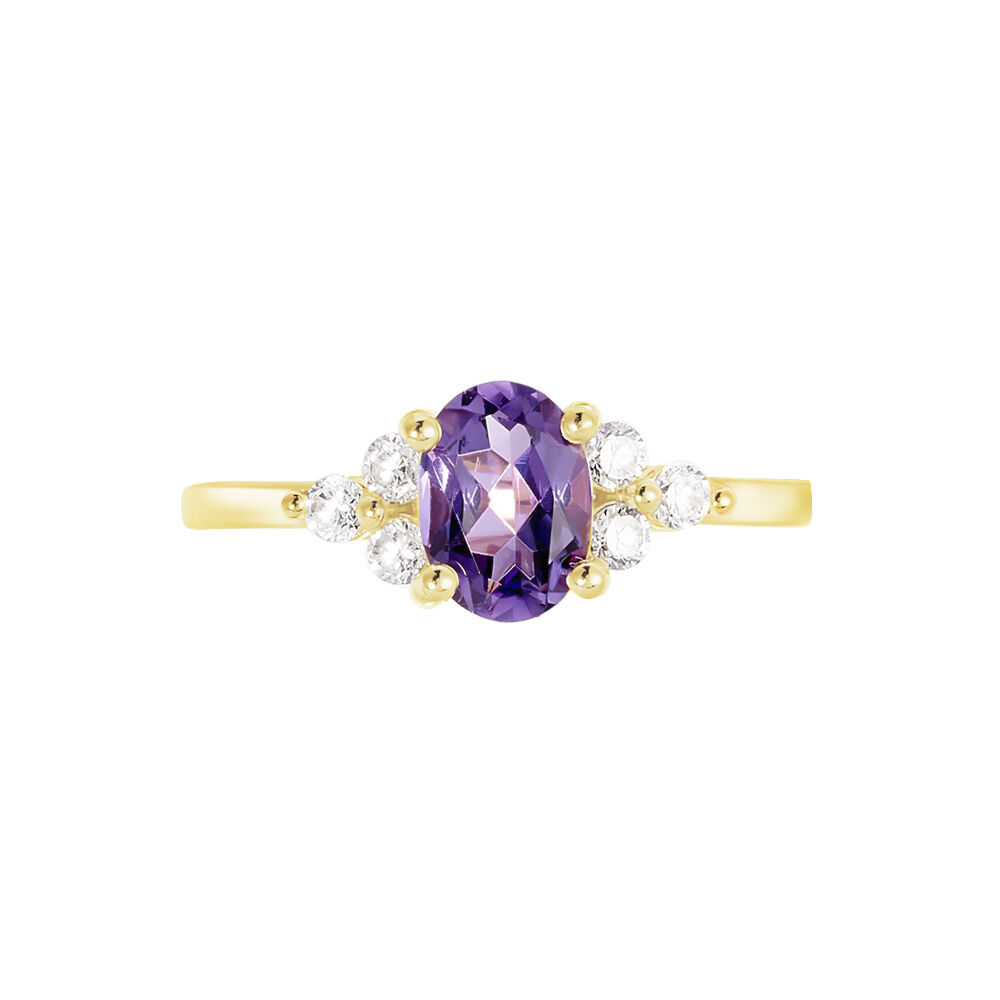 Bague Anaid Or Jaune Amethyste Et Oxyde De Zirconium - Bagues pierres fines Femme | Marc Orian