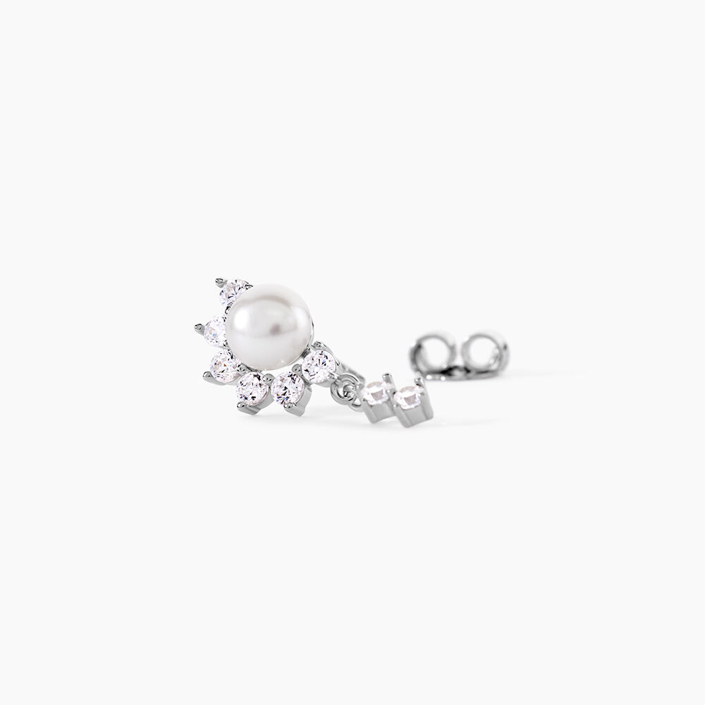 Boucles D'Oreilles Pendantes Isabel Argent Blanc Perle De Culture Oxyde De Zirconium - Pendantes Femme | Marc Orian