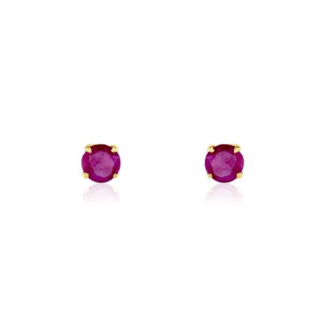 Boucles D'oreilles Puces Elea Serti Griffe Or Jaune Rubis - Puces Femme | Marc Orian