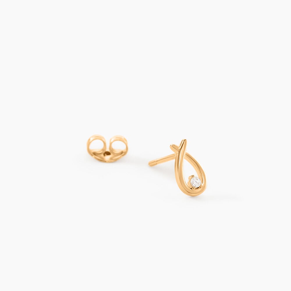 Boucles D'Oreilles Puces Le&iuml;na Plaqu&eacute; Or Jaune Oxyde De Zirconium - Puces Femme | Marc Orian