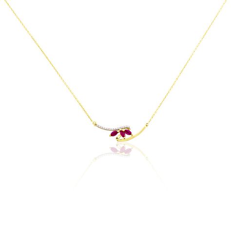 Collier Petale Or Bicolore Rubis Et Diamant - Colliers Femme | Marc Orian