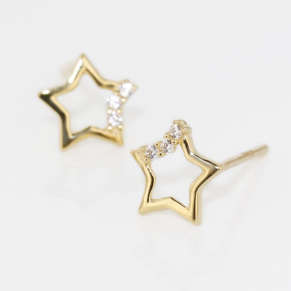 Boucles D'oreilles Puces Camomille Or Jaune Oxyde De Zirconium - Puces Enfant | Marc Orian